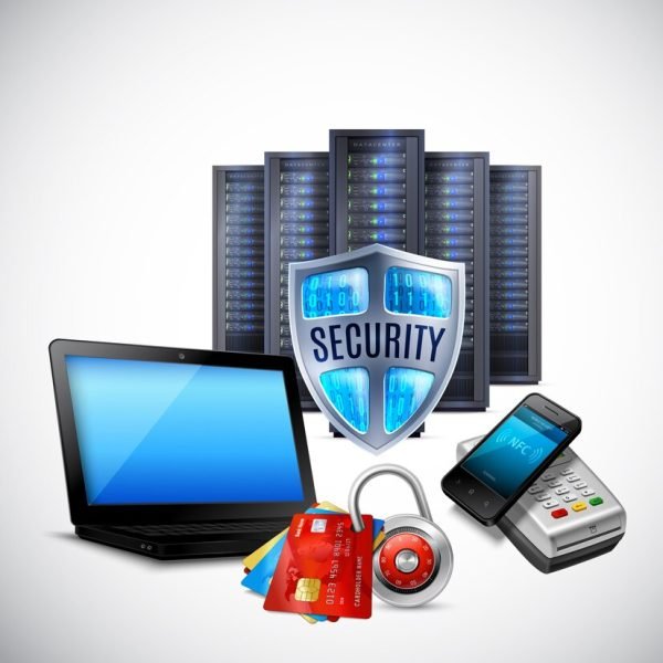 payment-security-realistic-composition-with-server-equipment-banking-cards-nfc-technology-light_1284-28209
